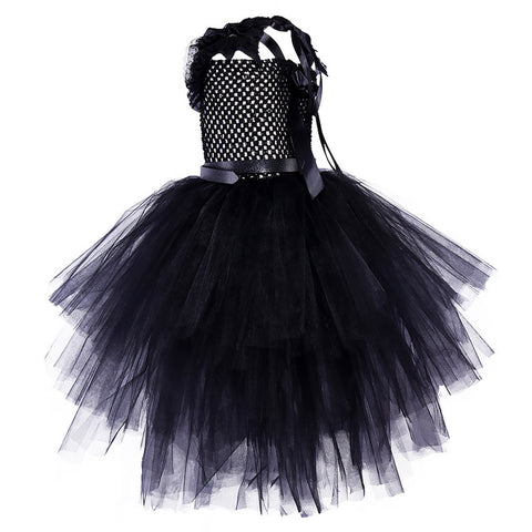 Kids Children Wednesday Addams Cosplay Costume Tutu Dress Halloween Carnival Party Disguise Suit