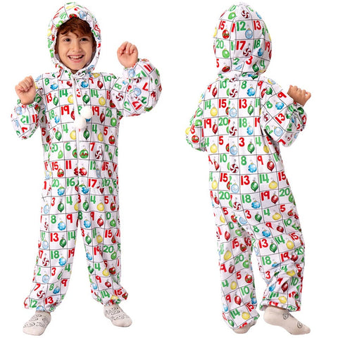 SeeCosplay Kids Christmas Printed Cosplay Costume Jumpsuit Outift Halloween Carnival Suit