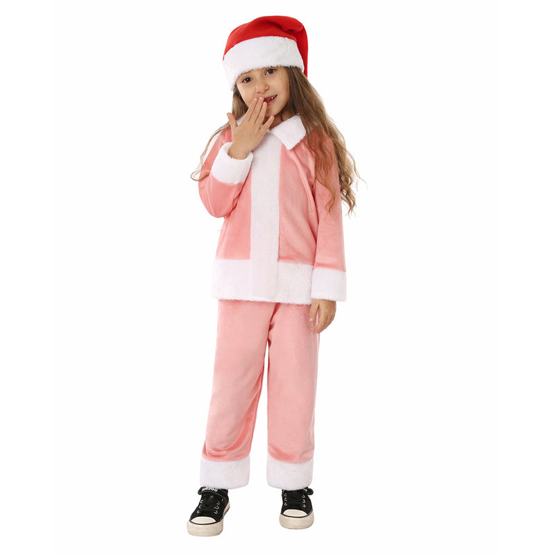 Kids Christmas Pink Sleepwear Cosplay Costume Outfits Halloween Carnival Suit