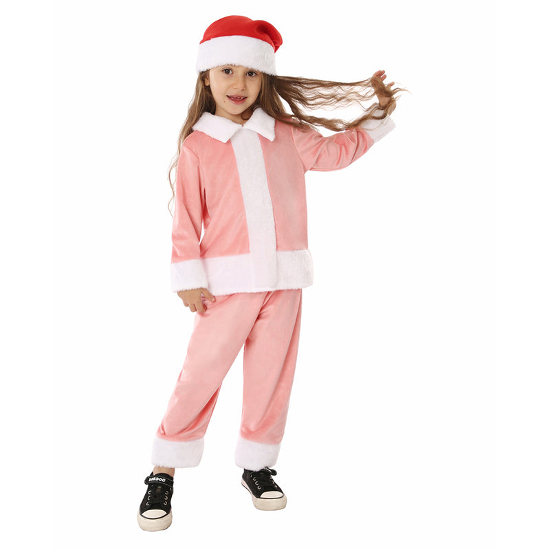 Kids Christmas Pink Sleepwear Cosplay Costume Outfits Halloween Carnival Suit