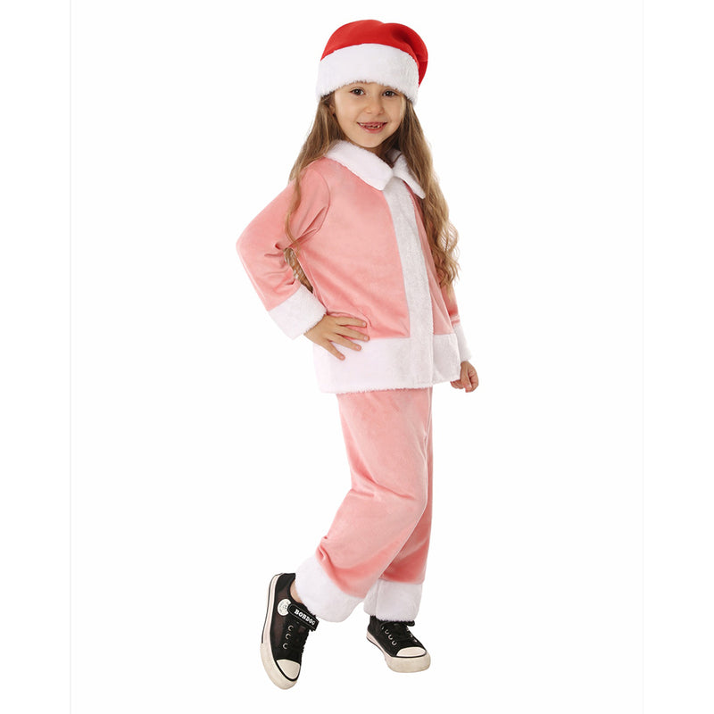 Kids Christmas Pink Sleepwear Cosplay Costume Outfits Halloween Carnival Suit