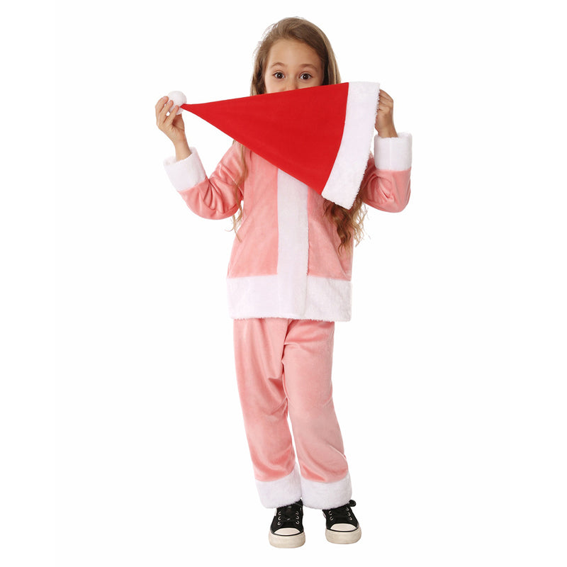 Kids Christmas Pink Sleepwear Cosplay Costume Outfits Halloween Carnival Suit