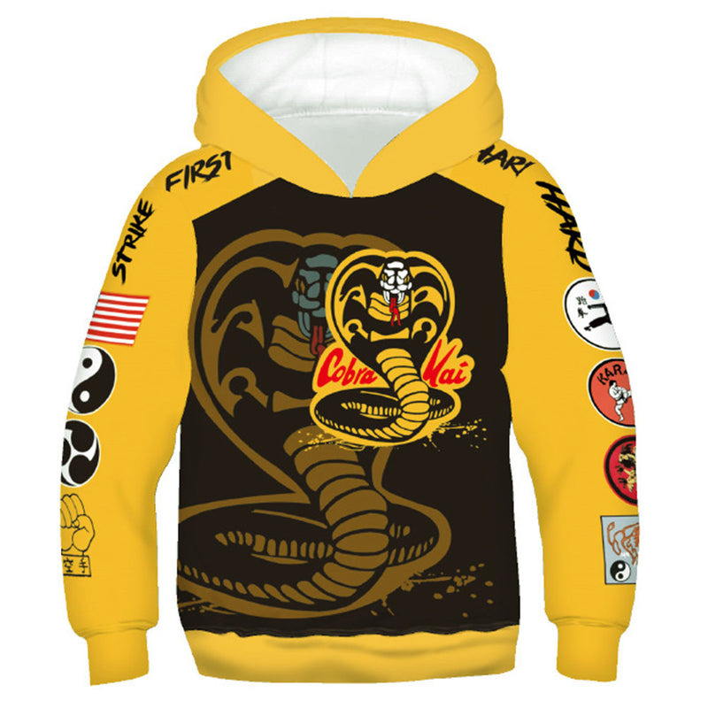 Kids Cobra Kai Hoodies Cosplay Costume Karate Cosplay 3D Printing Hoodies Sweatshirts Pullover