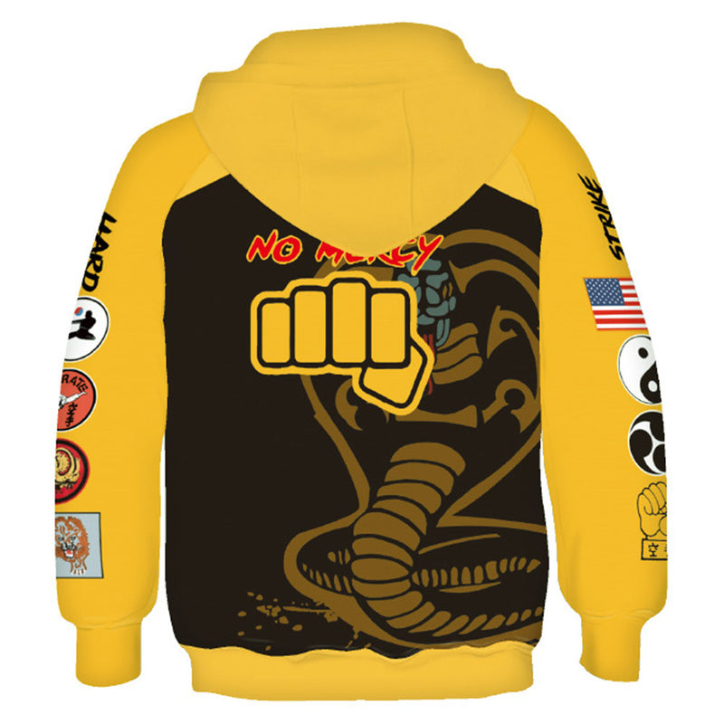 Kids Cobra Kai Hoodies Cosplay Costume Karate Cosplay 3D Printing Hoodies Sweatshirts Pullover