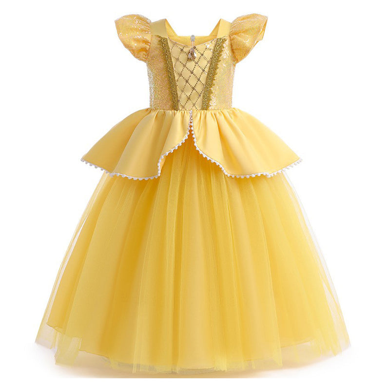 Kids Girls Belle Cosplay Costume Outfits Halloween Carnival Party Disguise Suit