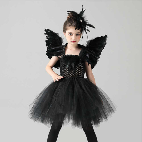 Kids Girls Black Swan  Cosplay Costume Dress  Outfits Halloween Carnival Party Suit