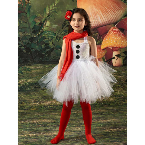 Kids Girls Christmas Snowman Cosplay Costume Outfits Halloween Carnival Party Disguise Suit