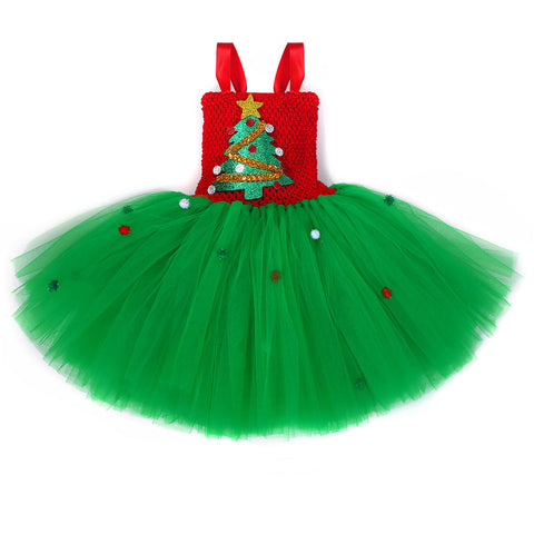 SeeCosplay Kids Girls Christmas TUTU Dress Christmas Tree Cosplay Costume Outfits GirlKidsCostume