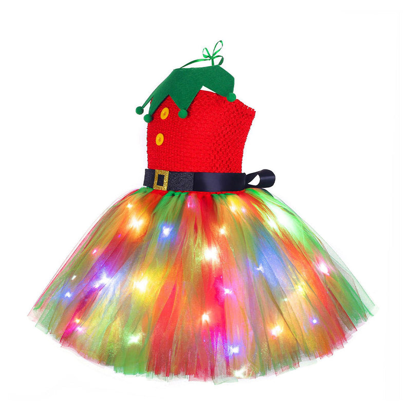 SeeCosplay Kids Girls Christmas TUTU Dress ELF Cosplay Costume Outfits Christmas Carnival Suit GirlKidsCostume