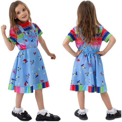 Kids Girls Chucky Cosplay Costume Dress Outfits Halloween Carnival Suit
