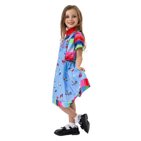 Kids Girls Chucky Cosplay Costume Dress Outfits Halloween Carnival Suit