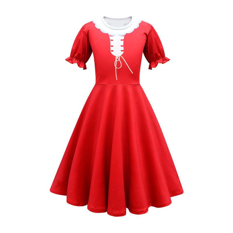 Kids Girls Disenchanted Gisele Cosplay Costume Christmas Red Dress Outfits Halloween Carnival Suit