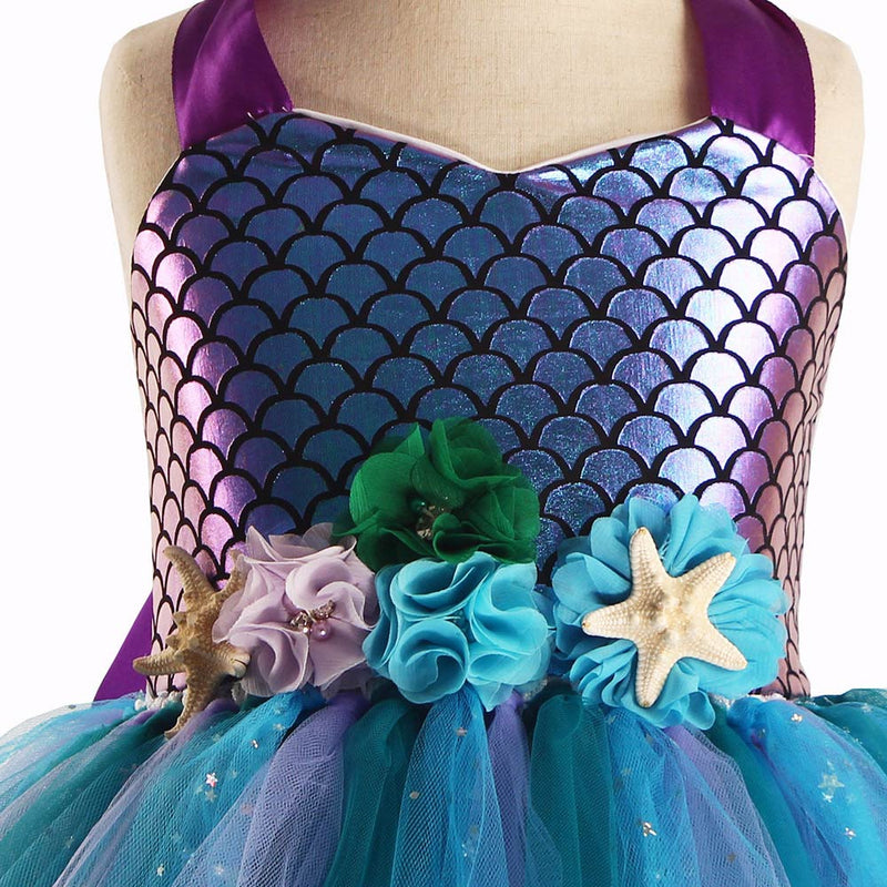 Kids Girls Mermaid Cosplay Costume Dress Headband Outfits Halloween Carnival Party Suit