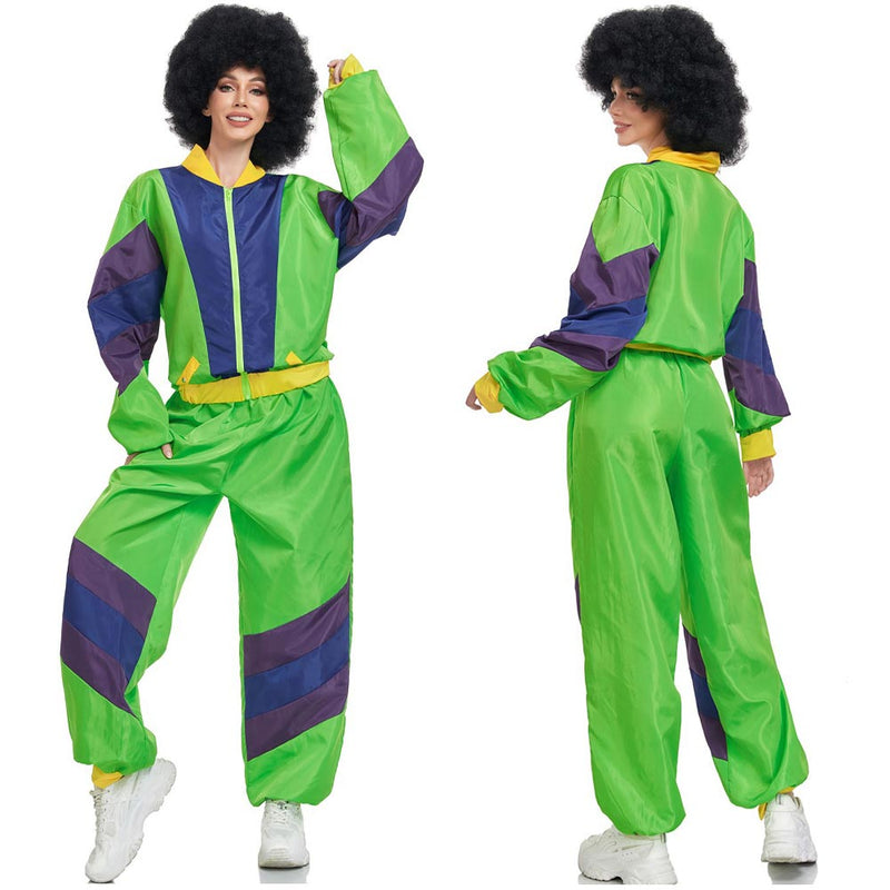 Kids Girls retro hip-hop disco Cosplay Costume Sportwear Jacket Pants Outfits Halloween Carnival Suit