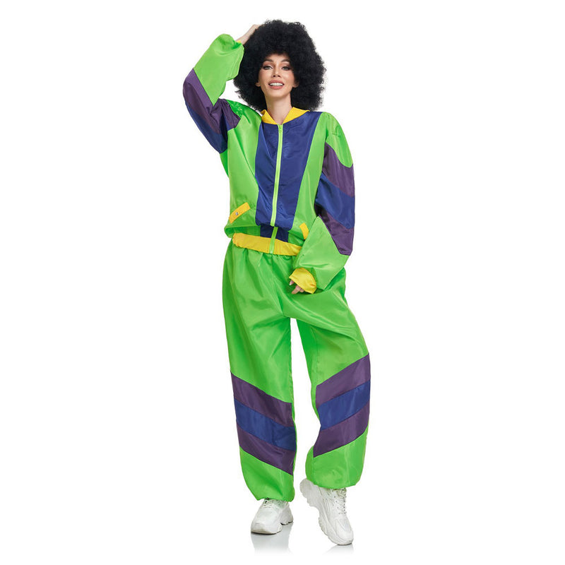 Kids Girls retro hip-hop disco Cosplay Costume Sportwear Jacket Pants Outfits Halloween Carnival Suit