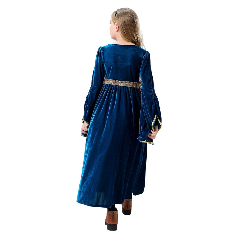 Purim costumes  Kids Girls Retro Medieval Palace Cosplay Blue Princess Dress Costume Fancy Outfits Halloween Carnival Suit GirlKidsCostume
