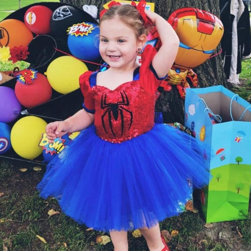 Kids Girls Spiderman Coaplay Tutu Dress Outfits Halloween Carnival Suit