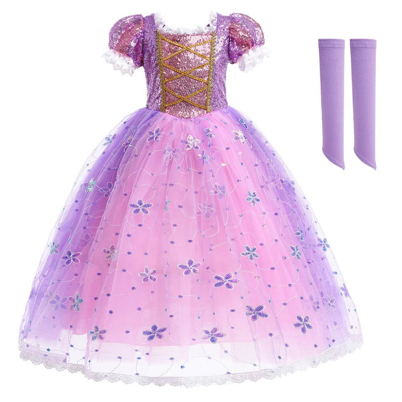 Kids Girls Tangled  Rapunzel Cosplay Costume Outfits Halloween Carnival Party Suit