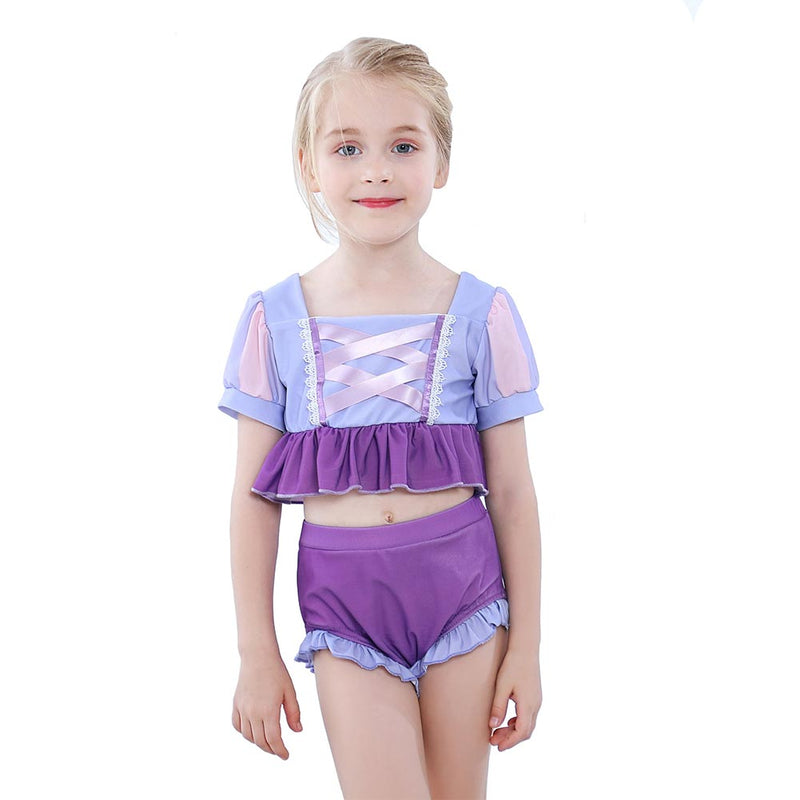 Kids Girls Tangled Rapunzel Cosplay Costume  Swimsuit Outfits Halloween Carnival Party Suit