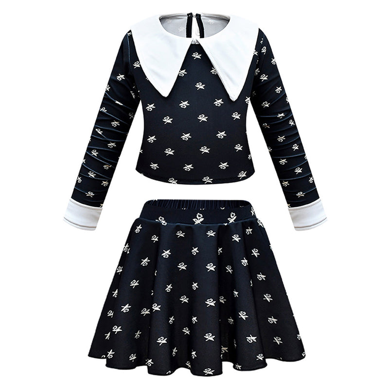 Kids Girls Wednesday Addams Goody Addams Cosplay Costume Dress Outfits Halloween Carnival Suit