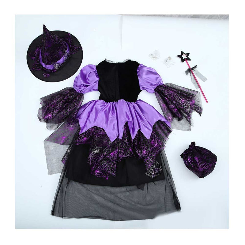 Kids Girls witch Cosplay Costume  Dress Outfits Halloween Carnival Suit