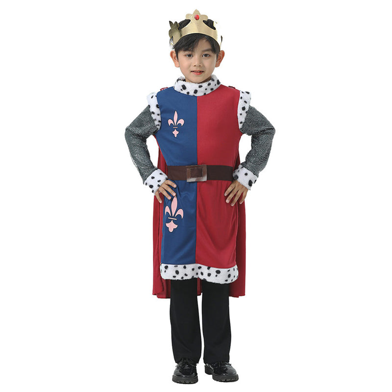 Kids Medieval Kings Cosplay Costume Outfits Halloween Carnival Suit