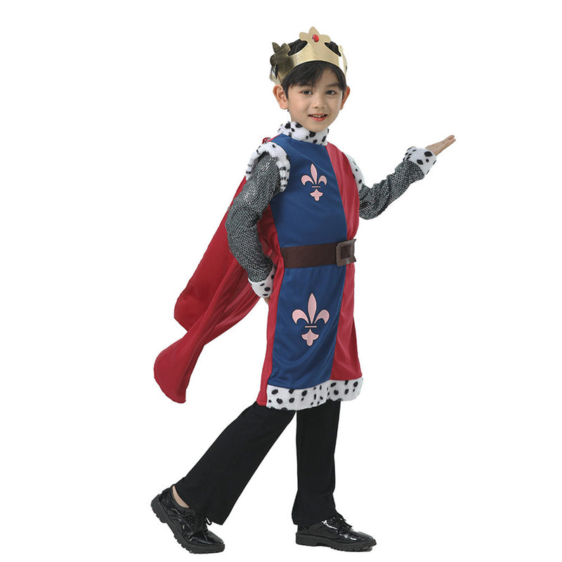 Kids Medieval Kings Cosplay Costume Outfits Halloween Carnival Suit