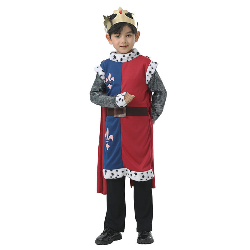 Kids Medieval Kings Cosplay Costume Outfits Halloween Carnival Suit