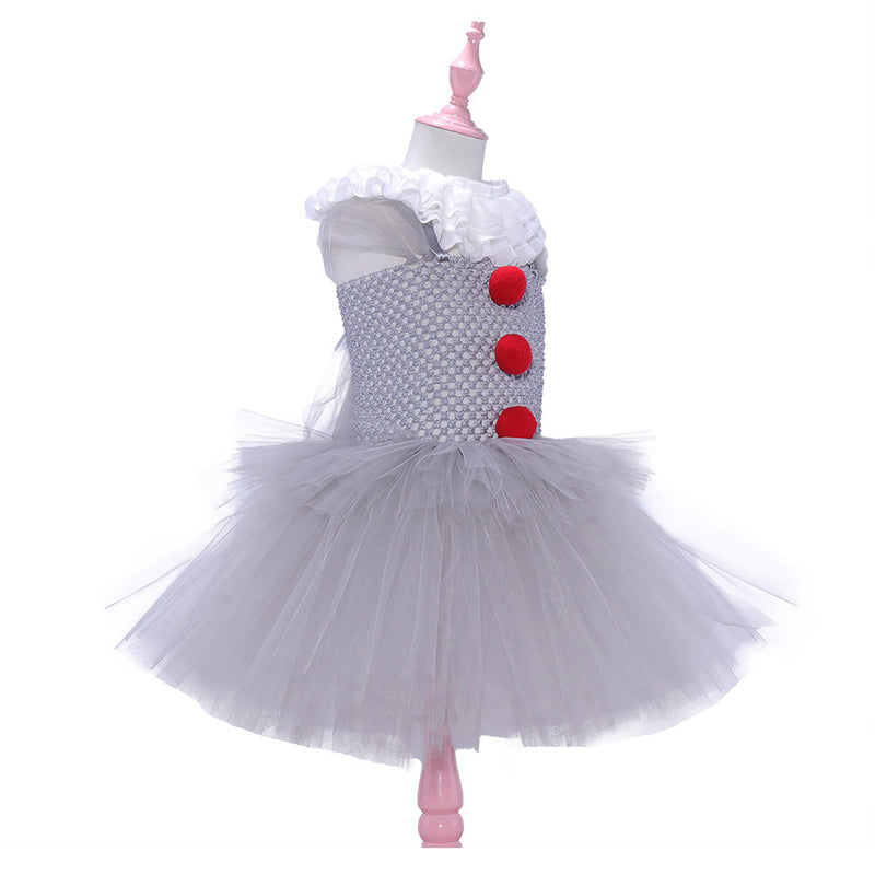 Kids Stephen King‘s It Pennywise Cosplay  Costume  Tutu Dress Halloween Carnival Suit