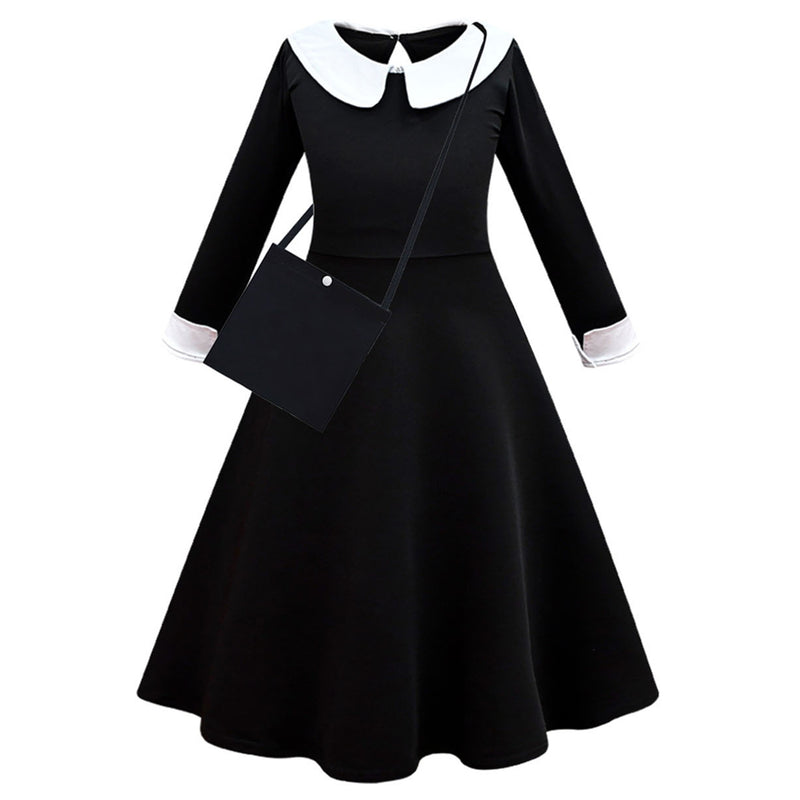 Kids Wednesday Addams Wednesday Cosplay Costume Dress Outfits Halloween Carnival Party Suit