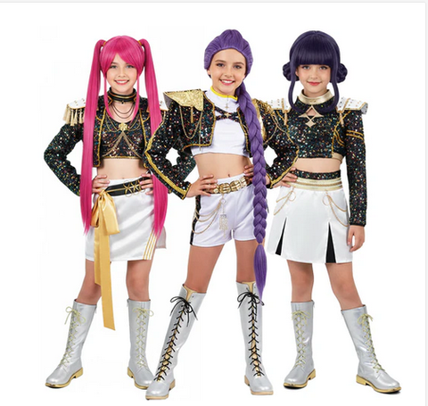 Rumi/Zoey/Mira Kids Golden Cosplay Costume For Halloween Outfit