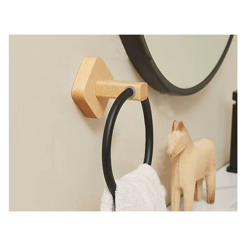 lanzoub towel ring towel hanger sticky stainless steel antique wall hanging fashionable towel hanger towel hanger towel holder toilet bathroom accessories bathroom kitchen bathroom (walnut black)