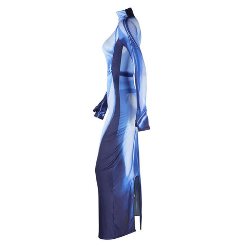 Long Sleeve Stretchy Midi Dress Y2k 3D Body Print Maxi Dress body print dress Cosplay Costume Outfits Halloween Carnival Suit