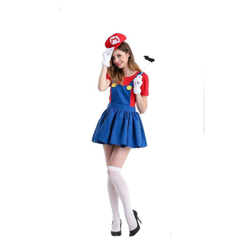 Mario Cosplay Costume  Dress Hat Outfits Halloween Carnival Party Suit