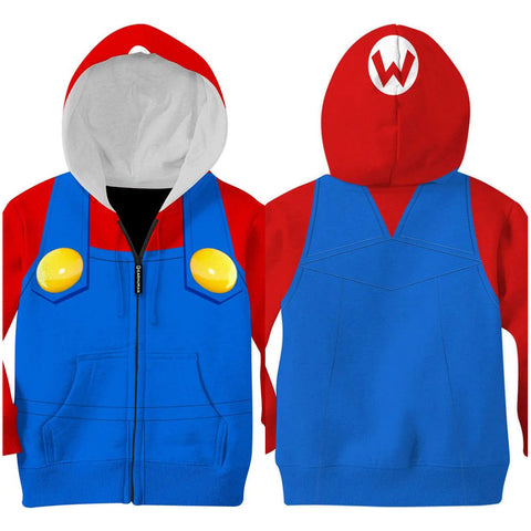 Mario Cosplay Hoodie 3D Printed Hooded Sweatshirt Kids Children Casual Streetwear Pullover