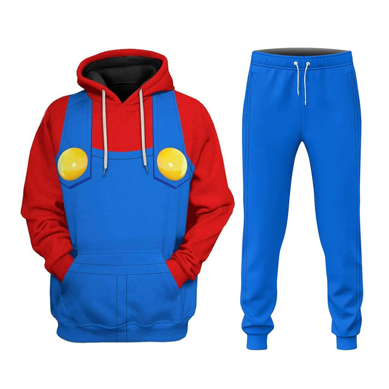 Mario Cosplay Hoodie 3D Printed Hooded Sweatshirt Pants Print Joggers Trousers  Set