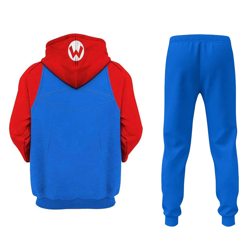 Mario Cosplay Hoodie 3D Printed Hooded Sweatshirt Pants Print Joggers Trousers  Set