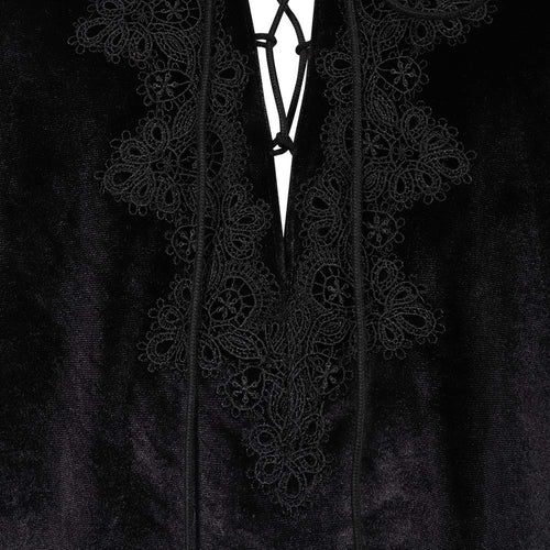 Medieval  Gothic Vampire  Cosplay Costume Black Lace Lacing Up Shirt Halloween Carnival Party Suit