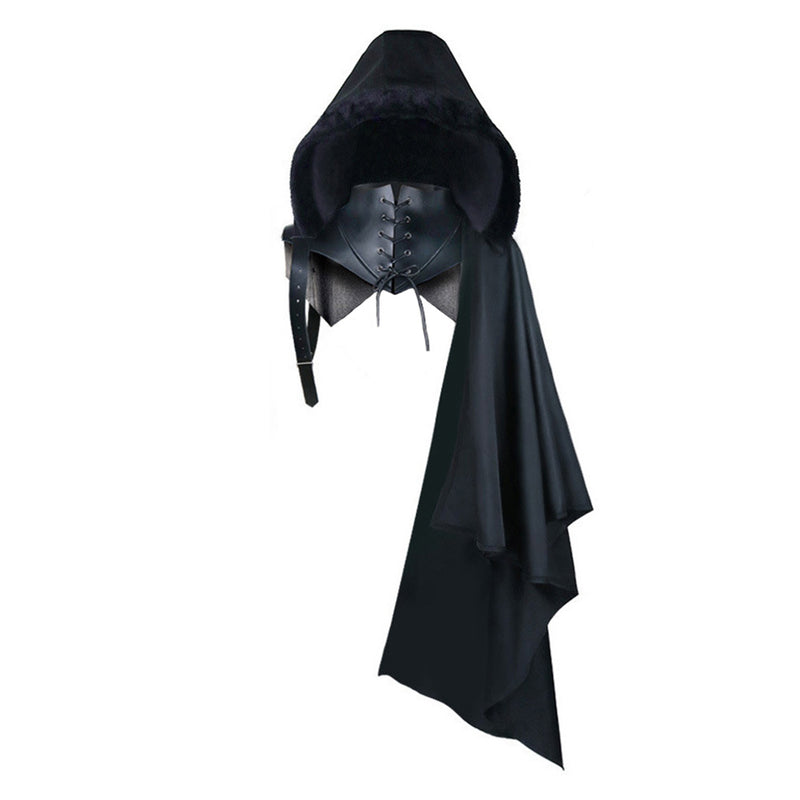 Medieval Halloween stand up collar tied shawl Cloak cape with hat