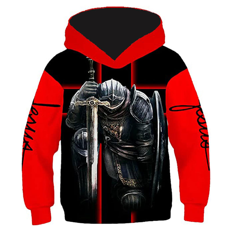 Medieval knight Cosplay Hoodie 3D Printed Hooded Sweatshirt Kids Children Casual Streetwear Pullover