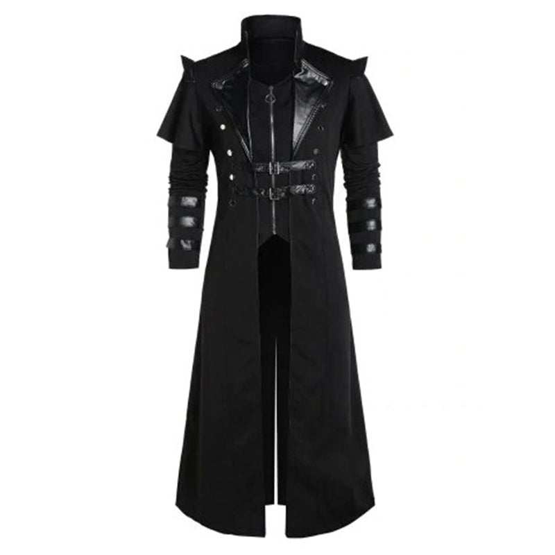 Purim costumes Medieval Mens Coat Long Jacket Gothic Steampunk Hooded Trench Cosplay Costume