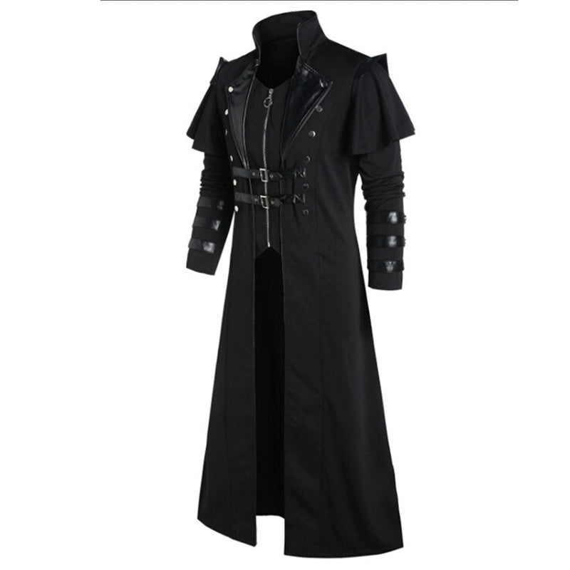 SeeCosplay Medieval Renaissance Mens Coat Long Jacket Gothic Steampunk Hooded Trench Cosplay Costume