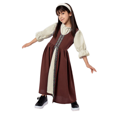 SeeCosplay Medieval Renaissance Retro  Party Palace Costume Stage Performance Costume Children‘s Performance Halloween Carnival Suit