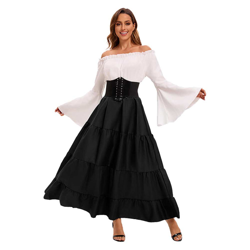 Medieval retro flared sleeve dress Cosplay Costume Outfits Halloween Carnival Suit