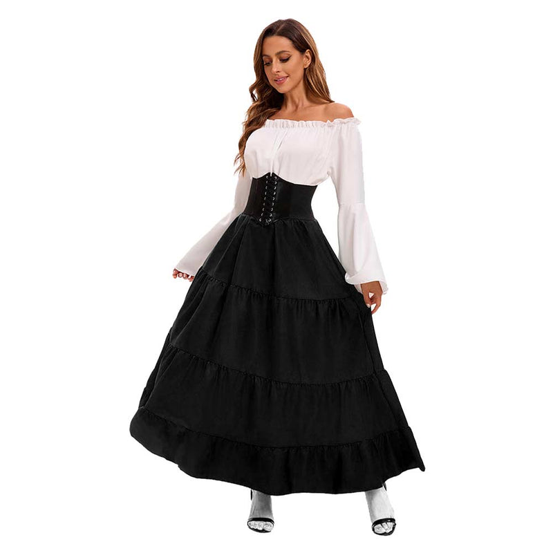 Medieval retro flared sleeve dress Cosplay Costume Outfits Halloween Carnival Suit