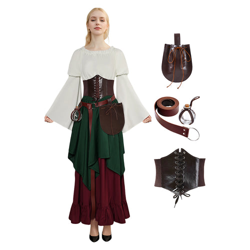 medieval women dress Cosplay Costume Outfits Halloween Carnival Suit