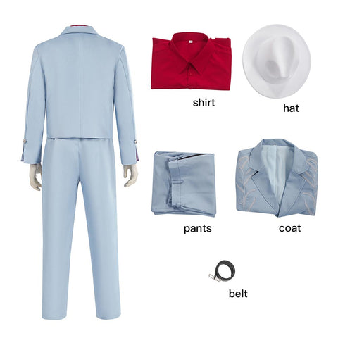 Men Blue Performance Uniform Cosplay Costume Outfits Halloween Carnival Suit