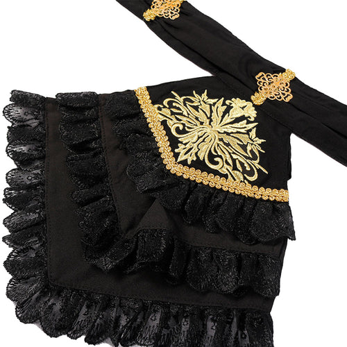 Men Long Sleeve Renaissance Medieval Victorian Pirate Gothic Retro Stand Collar Shirt Top Costume