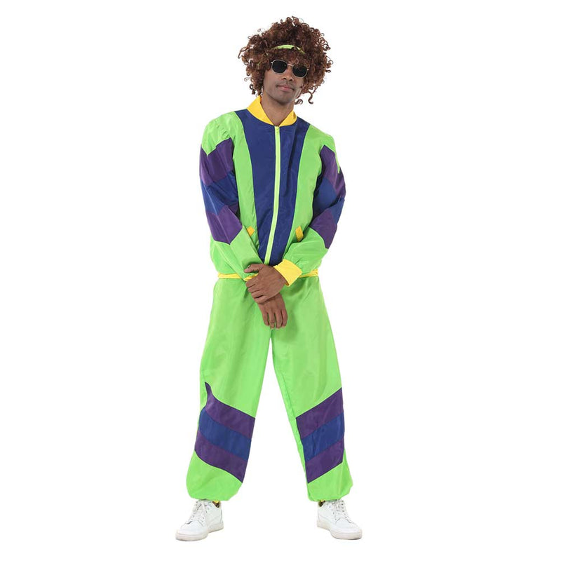 Men Retro Vintage hip-hop disco Cosplay Costume Jacket Pants Headband Sprotwear Outfits Halloween Carnival Suit