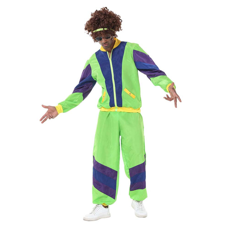 Men Retro Vintage hip-hop disco Cosplay Costume Jacket Pants Headband Sprotwear Outfits Halloween Carnival Suit